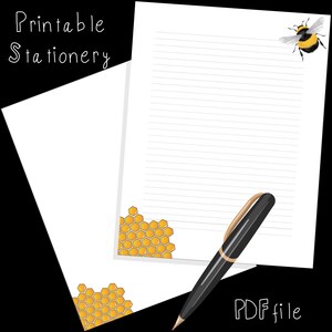 Papel con membrete Bee Happy / Papelería imprimible