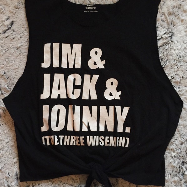 Jim, Jack and Johnny The Three Wisemen Cut & Tied Tee Black, Size Medium