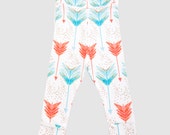 Coral Mint Arrow Cuffed Leggings, Organic Leggings, Baby Leggings, Toddler Leggings, Kids Leggings, Kids Apparel
