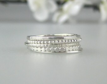Sterling Silver Stacking Ring Set of 5 | Dainty Stackable Rings | Thin, Minimalist, Boho Ring Stack | Handmade Jewelry | Made to Order