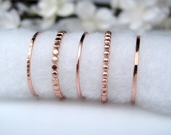 Rose Gold Filled Stacking Ring | Create a Stackable Ring Set | Dainty Boho Rose Gold Rings | Handmade Cottagecore Jewelry | Made to Order