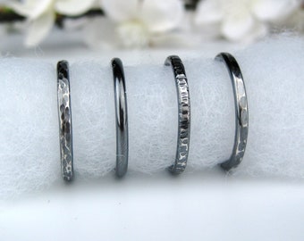 Thick Oxidized Sterling Silver Stacking Ring | Create a Stackable Ring Set | Handmade Boho Chunky Rings | Grunge Jewelry | Made to Order