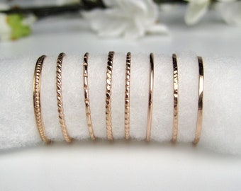 Rose Gold Filled Stacking Rings | Create a Stackable Ring Set | Thin, Dainty, Boho Rings | Handmade Cottagecore Jewelry | Made to Order