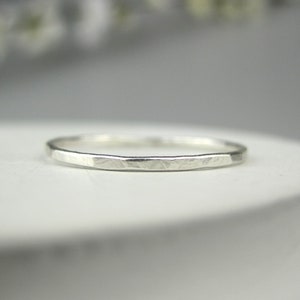 Hammered Sterling Silver Stacking Ring | Thin Simple Ring | Handmade Bohemian Dainty Ring | Minimalist Stackable Ring Set | Made to Order