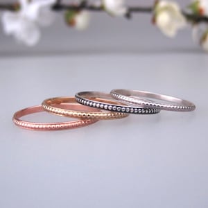 Handmade Dainty Stacking Ring | Gold Filled, Rose Gold Filled, Sterling Silver, Oxidized Stackable Ring Set | Boho Rings | Made to Order