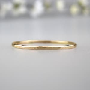 Hammered 14k Gold Stacking Ring | Gold Filled Stackable Ring Set | Handmade Dainty Rings | Minimalist Boho Everyday Jewelry | Made to Order
