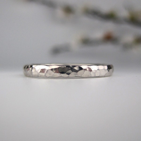 Thick Silver Ring | Chunky Sterling Silver Stackable Ring | Pretty Hammered Ring with Grunge Aesthetic | Androgynous Jewelry | Made to Order