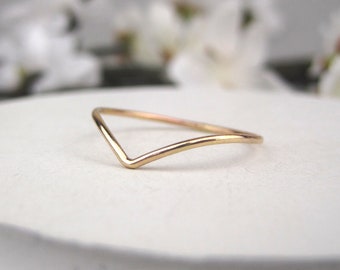 Gold Chevron Stacking Ring | 14k Gold Filled Stackable Ring | Boho Minimalist Ring | Geometric Arrow Ring | Dainty Ring | Made to Order