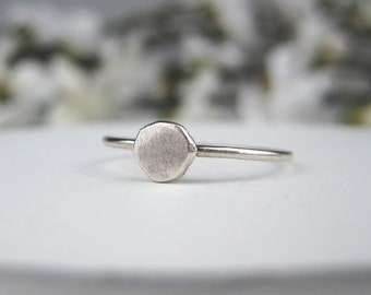 Sterling Silver Forged Pebble Ring | Minimalist Stacking Ring | Hammered Recycled Silver | Simple Ring | Dainty Boho Ring | Made to Order