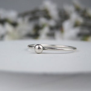 Stackable Preppy Rings Sterling Silver Sphere + Forged Pebble Stacking Ring Set | 2 Ring Set ...