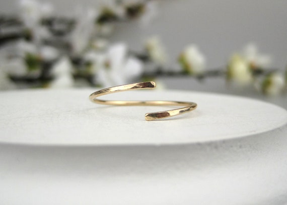 14k Yellow Gold Filled Bead Open Style Swirl Rings Set 2 Any Size Stacking Layer