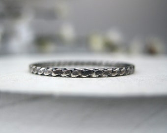 Oxidized Sterling Silver Hammered Twist Ring | Dainty Stacking Rings | Handmade Minimalist Stackable Ring | Rope Ring | Made to Order