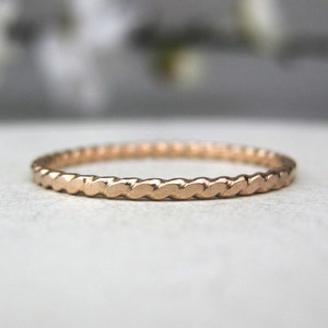 14k Gold Filled Hammered Twist Ring | Handmade Dainty Stacking Rings | Minimalist Stackable Ring | Boho Thin Gold Rope Ring | Made to Order