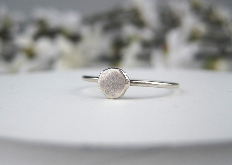 Stackable Preppy Rings Sterling Silver Sphere + Forged Pebble Stacking Ring Set | 2 Ring Set ...