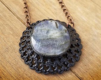 Upcycled Antique brooch with Labradorite