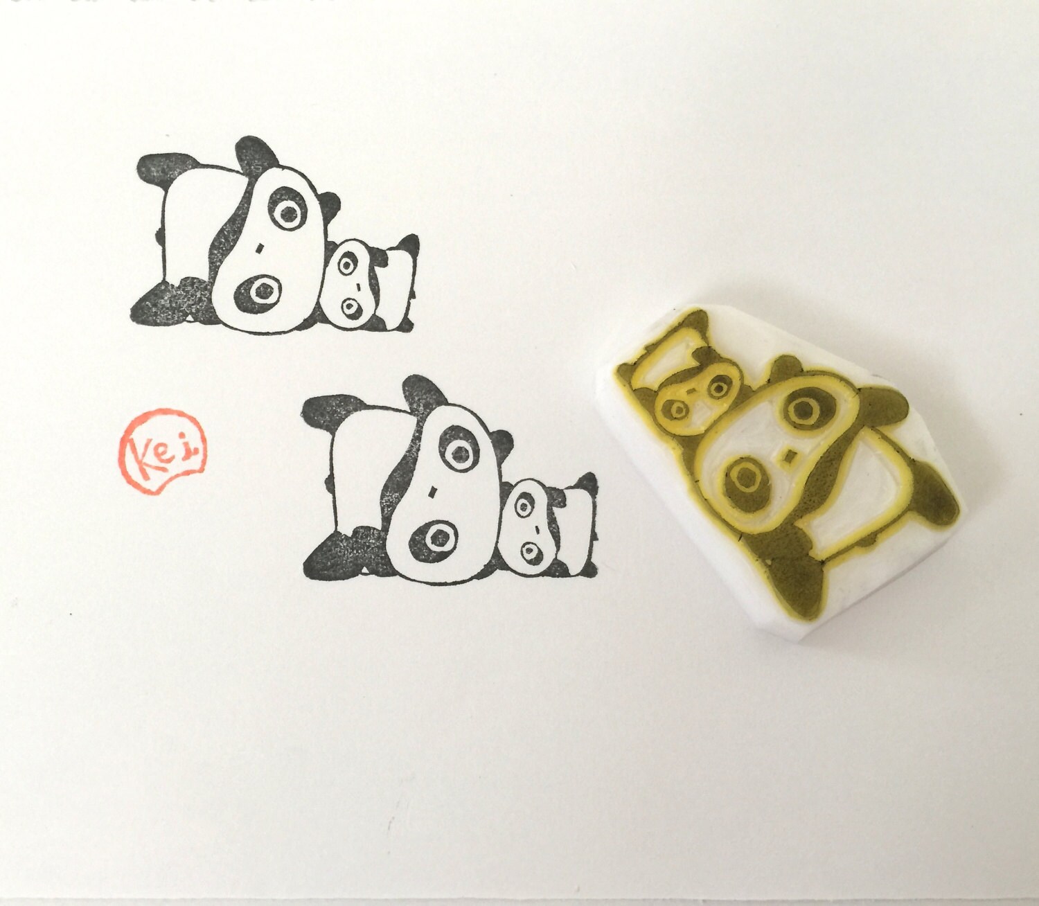 Tarepanda たれぱんだ With Baby Hand Carved Rubber Stamps Eraser Etsy