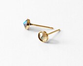 Labradorite Inverted Studs in 14k gold filled over sterling - Simple - Minimal - Earrings - Blue - Flashy