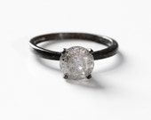 Custom Conflict Free 1 Carat White Gray Galaxy Diamond four prong Engagement Ring in your choice of sterling or gold