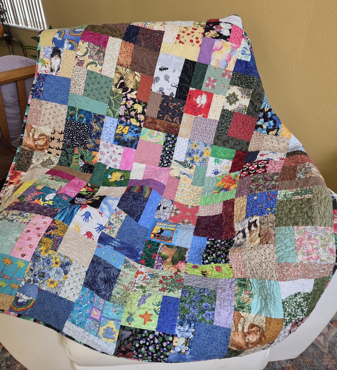 Scrappy Patchwork Quilt: Handmade Child Lap Throw (56" X 45") - Etsy