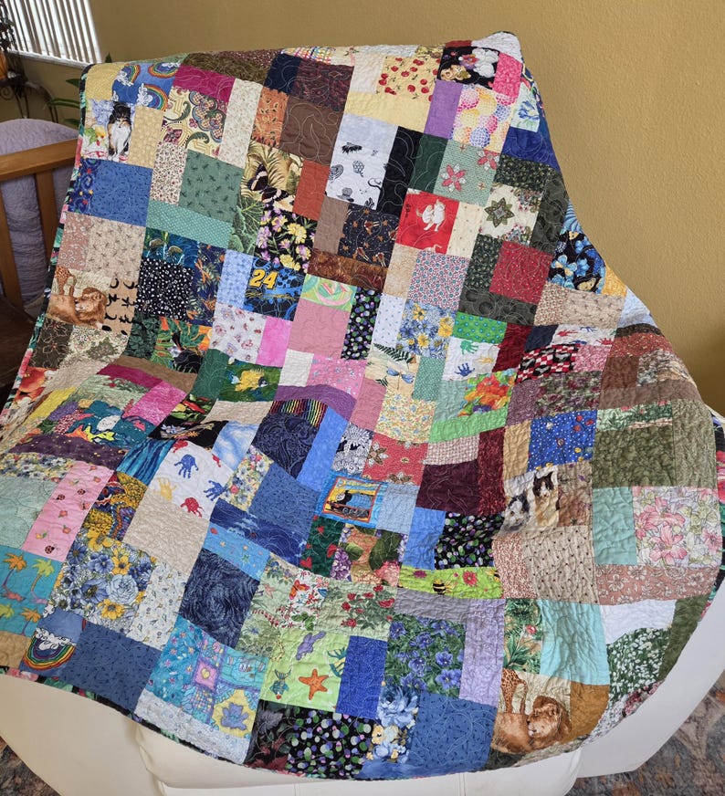Scrappy Patchwork Quilt: Handmade Child Lap Throw (56" X 45") - Etsy