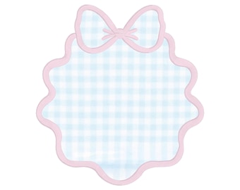Preppy applique frame applique embroidery, applique design, wavy bow frame embroidery applique, grandmillennial embroidery design