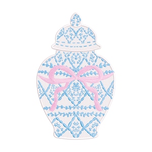 Preppy ginger jar embroidery design, chinoiserie digital embroidery designs, instant download, ginger jar embroidery design