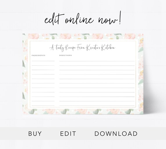 editable recipe card kitchen recipe card recipe card etsy online recipe card