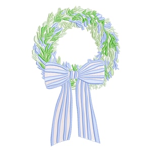 Preppy Crest wreath grandmillennial embroidery design, digital embroidery designs, instant download, coquette bow crest floral wreath