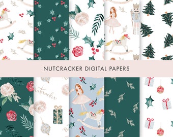 Nutcracker digital papers, Christmas digital papers, nutcracker clipart, nutcracker scrapbooking paper, digital papers, christmas clipart