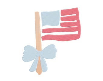 4th of July bow embroidery, embroidery patriotic Flag, coquette bow, red white and blue embroidery designs, American flag embroidery
