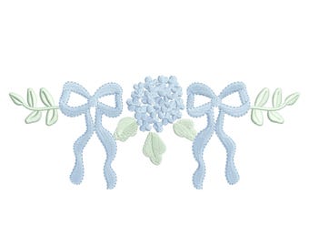 Preppy hydrangea embroidery design, hydrangea floral, digital embroidery designs, instant download, grandmillennial embroidery design