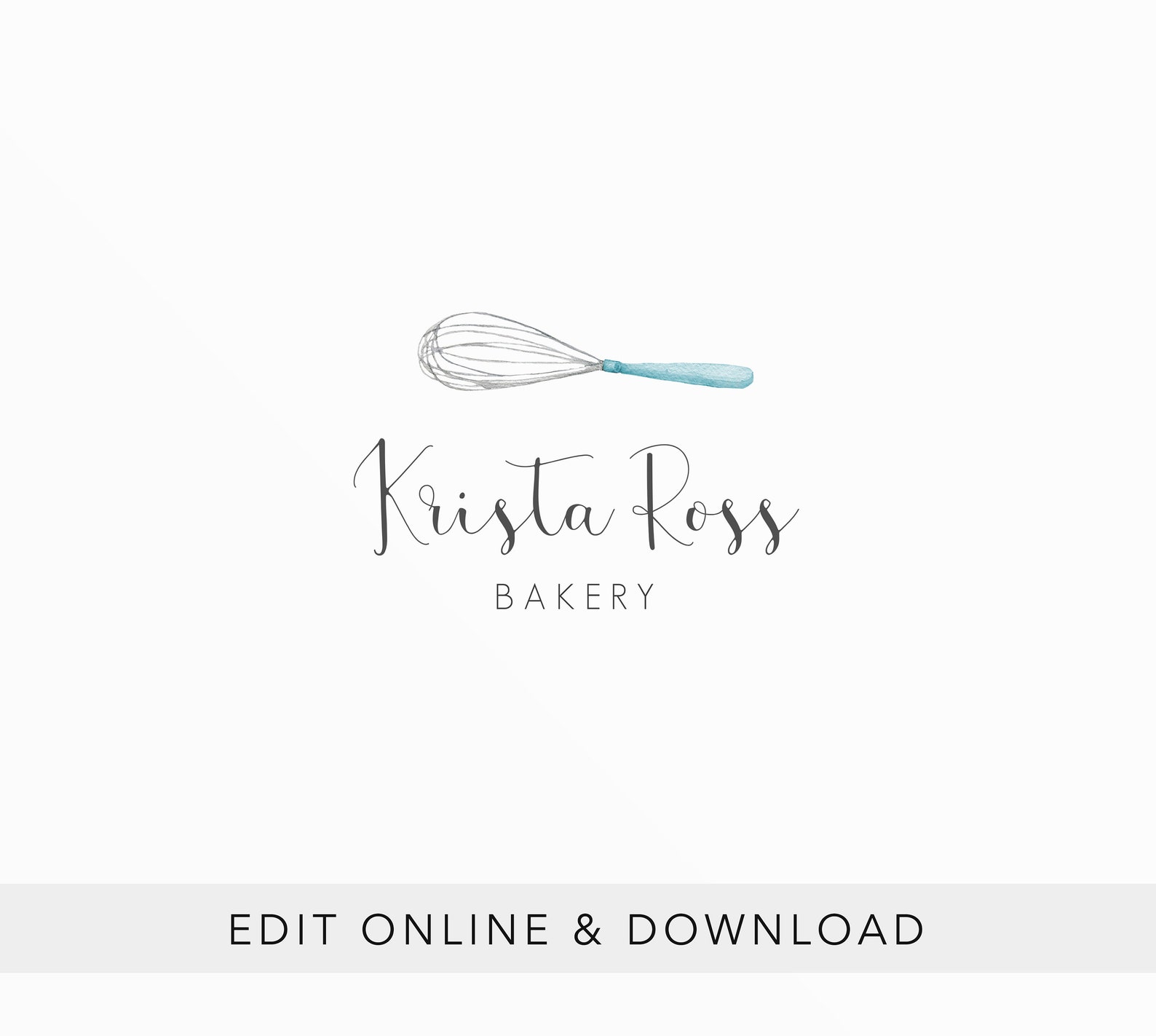 Editable Bakery Logo Design Teal Whisk Bakery Logo Template Etsy