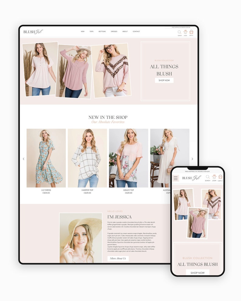 Feminine Wix Template Boutique Wix Website Etsy Feminine Wix Template Boutique Wix Website Etsy