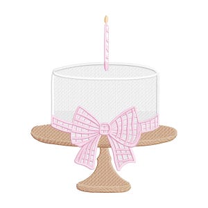 Grandmillennial birthday embroidery design, digital embroidery designs, instant download, preppy birthday cake embroidery