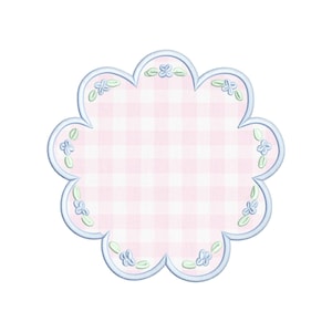 Aplique bordado con marco festoneado de estilo preppy, diseño de aplique, aplique bordado con marco festoneado floral, diseño de bordado grandmillennial