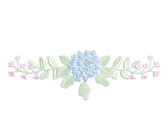 Preppy hydrangea embroidery design, digital embroidery designs, instant download, grandmillennial embroidery design, digital embroidery