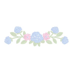 Preppy hydrangea embroidery design, hydrangea floral, digital embroidery designs, instant download, grandmillennial embroidery design
