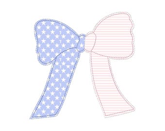 4th of July bow applique, embroidery applique patriotic bow, coquette bow, red white and blue applique designs