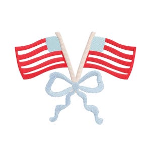4th of July bow embroidery, embroidery patriotic Flag, coquette bow, red white and blue embroidery designs, American flag embroidery