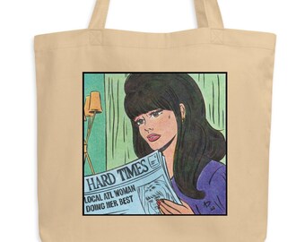 Bolsa de asas de cómic vintage, bolsa de arte pop retro, bolsa de asas ecológica