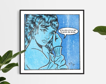 Monday, Monday, Comic Pop Art Print, Surreal Art Print, Midcentury Modern Print, Retro Art Print, Vintage and Retro Wall Art, Comic Panel