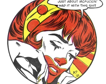 Sick of It | Crying Comic Girl Print | Retro Art Print | Digital Art Print | Original Illustration | Pop Art Wall Art
