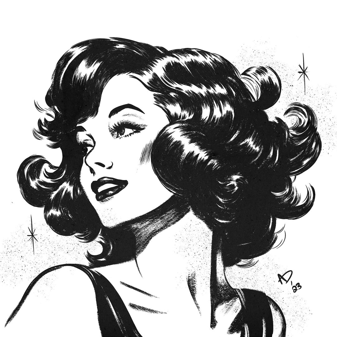 Retro Illustration Print 50s Artwork Vintage Digital Art - Etsy
