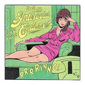 Call Me Antisocial Art Print | Retro Art Print | Pop Art Girl | Comic Pop Art | Vintage Romance Comic Artwork