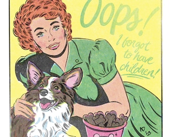 Oops! Forgot to have Children Art Print | Retro Pop Art Print | Original Art Print | Comic Pop Art | Funny Vintage Style Art