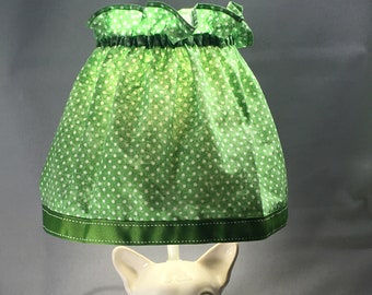 Lamp shade Cover, Green and White Poka Dot, Slip On Slip Off