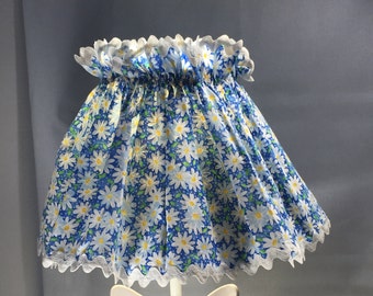 Lampshade Cover, Blue with White Daisies, Slip on Slip off