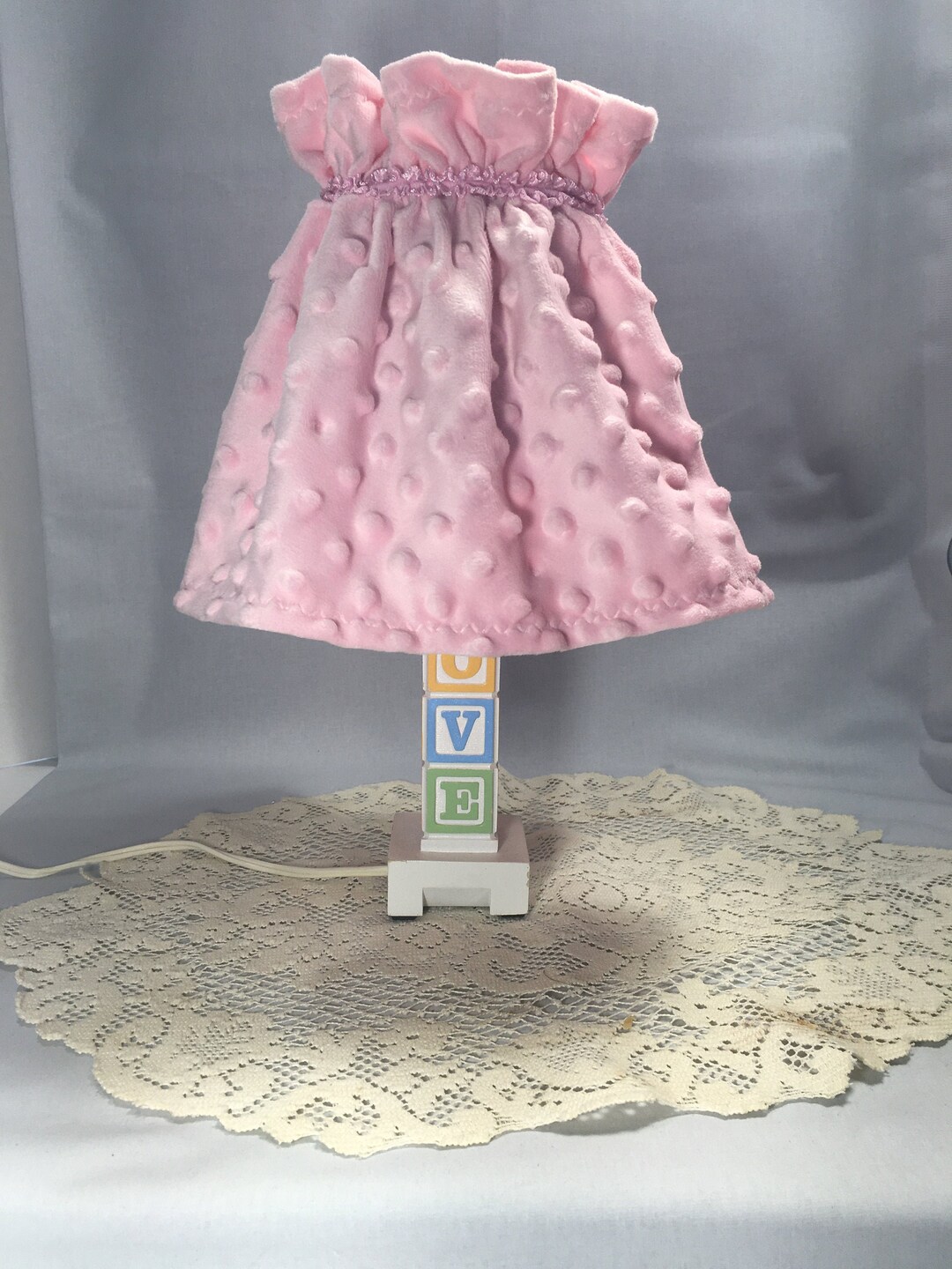 Baby Lamp Shade Cover of Soft Pink Dot Fleece Fabric Etsy UK