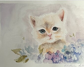 Zenzero - Pittura ad acquerello - Arte del vivaio ad acquerello - Animali ad acquerello - Gatto ad acquerello - Gattino ad acquerello - Arredamento della cameretta