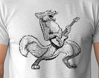 Electric Guitar Fox Music T Shirt, Funny Shirt